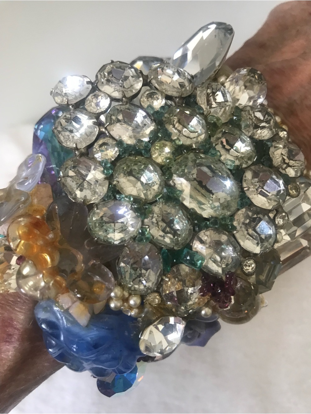 Crystal Cluster Statement Bracelet - Clear and Multicolor